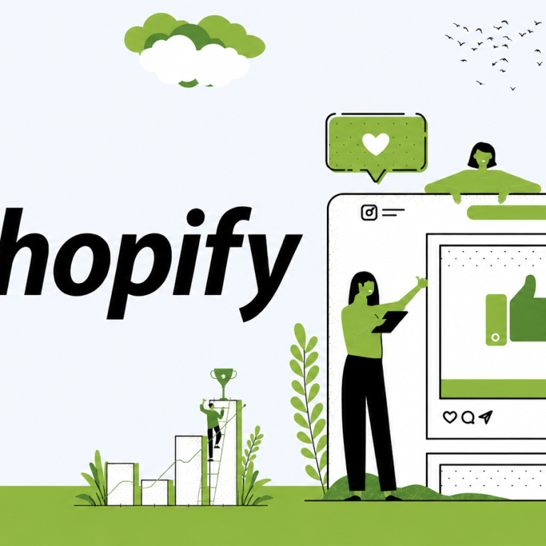 Shopify e-Commerce store setup and online shopping illustration