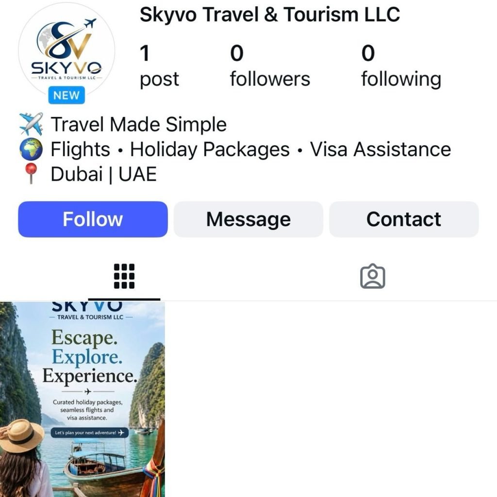 Skyvo Travel Google Buisiness Profile Instagram Page